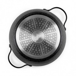 Cratiță Luigi Ferrero Symphony FR-2410, 24x11.5 cm, 4.3 l, Acoperire antiaderentă, Capac din sticlă cu gaură pentru abur, Mânere din oțel cu PVD, Inducție, Marmură neagră