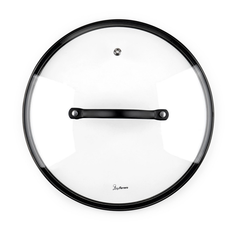 Cratiță Luigi Ferrero Symphony FR-2410, 24x11.5 cm, 4.3 l, Acoperire antiaderentă, Capac din sticlă cu gaură pentru abur, Mânere din oțel cu PVD, Inducție, Marmură neagră