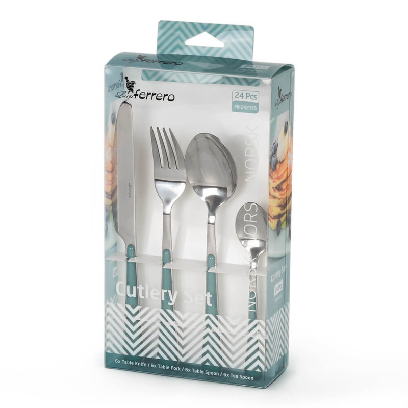 Set de 24 tacâmuri Luigi Ferrero Norsk FR-2421CS, Oțel inoxidabil, Albastru