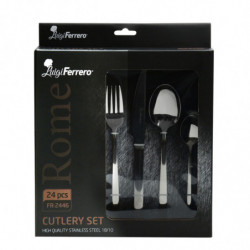 Set de 24 tacâmuri Luigi Ferrero Rome FR-2446, Oțel inoxidabil, Argint
