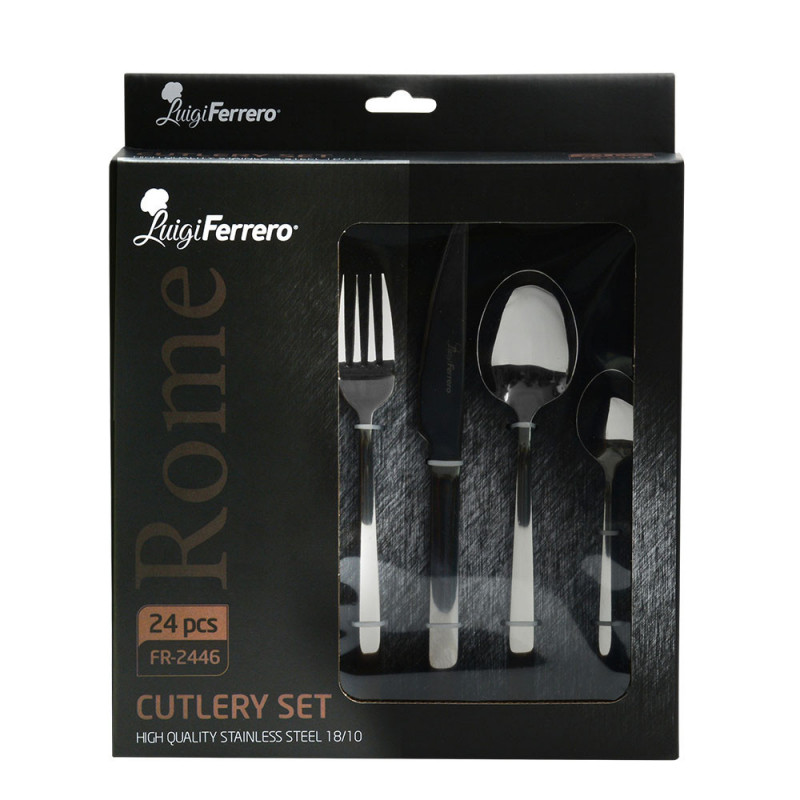 Set de 24 tacâmuri Luigi Ferrero Rome FR-2446, Oțel inoxidabil, Argint