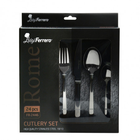 Set de 24 tacâmuri Luigi Ferrero Rome FR-2446, Oțel inoxidabil, Argint