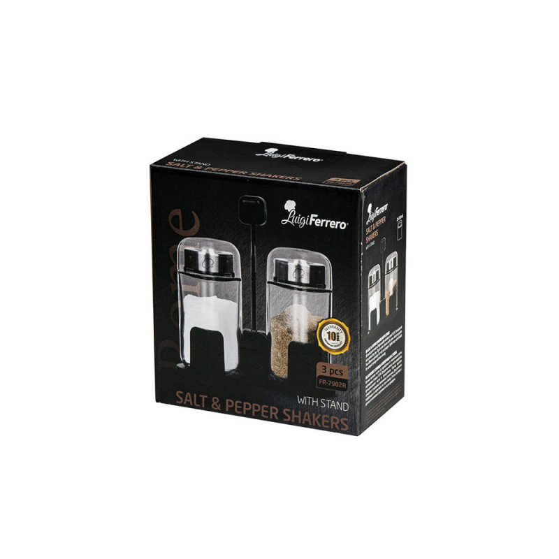 Set sărier Luigi Ferrero Rome FR-7902R, 100 ml, 3 bucăți, Suport, Oțel inoxidabil, Transparent/inox