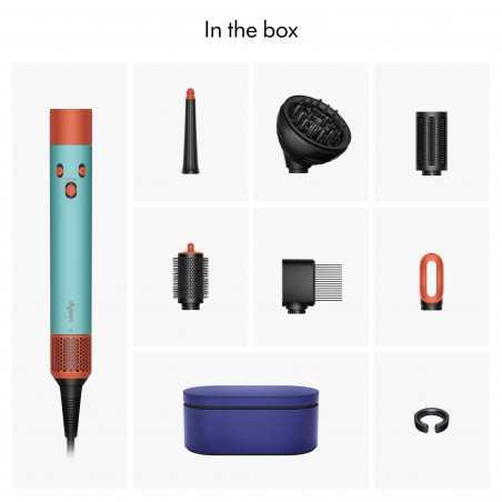 Ondulator Dyson HS08 Airwrap i.d.™ Curly+Coily CePa/Tz, 1300W, 13.5 l/s, Ondulare automată, Ionizare, 3 viteze, 3 temperaturi, Bluetooth, Patină ceramică/topaz