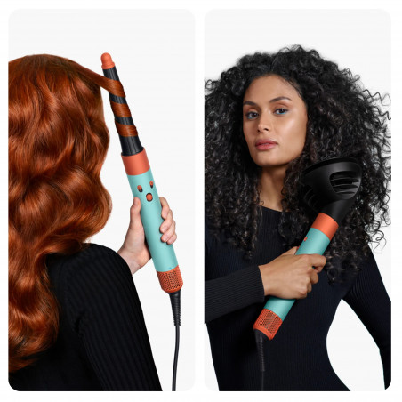 Ondulator Dyson HS08 Airwrap i.d.™ Curly+Coily CePa/Tz, 1300W, 13.5 l/s, Ondulare automată, Ionizare, 3 viteze, 3 temperaturi, Bluetooth, Patină ceramică/topaz
