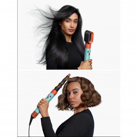 Ondulator Dyson HS08 Airwrap i.d.™ Curly+Coily CePa/Tz, 1300W, 13.5 l/s, Ondulare automată, Ionizare, 3 viteze, 3 temperaturi, Bluetooth, Patină ceramică/topaz