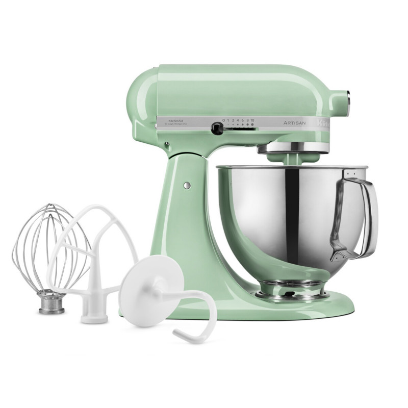 Mixer planetar KitchenAid Artisan Elegance 5KSM125EPT, 300W, 4.8 l, Actionare directa, 10 viteze, Verde deschis