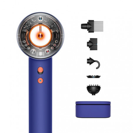 Uscator de par Dyson Supersonic Nural HD16 VnBu/Topaz, 1600W, 3 viteze, 4 temperaturi, Ioni negativi, 5 accesorii, Scalp Protector, Albastru/Topaz