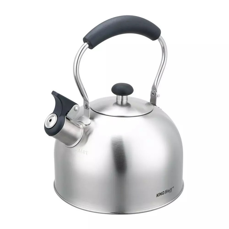 Ceainic cu fluier Kinghoff KH 1859, 2.5 l, Inducтie, Mаner din lemn, Inox
