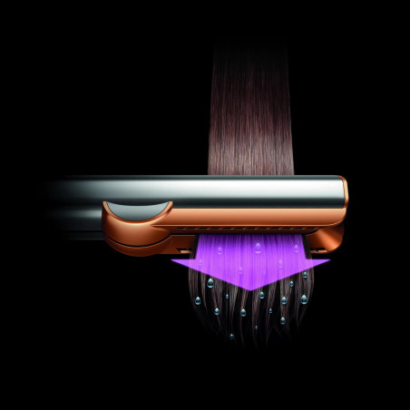 Placa de păr Dyson HT01 Airstrait CePk/RoGd, 1600W, Mach 140C, Ionizare, 6 niveluri de temperatură, Protecție pentru păr, Finisaj cupru, Afișaj LCD, Ceramică trandafir / aur roz