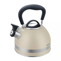 Ceainic cu fluier Kinghoff KH 1854, 1.8 l, Inductie, Maner termoizolant, Bej