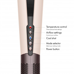 Placa pentru par cu flux de aer Dyson HT01 Airstrait StrBz/BhPk 560844-01, 1600W, Max 140°C, Ionizare, 6 trepte temperatura, Afisaj LCD, Rosu/Bronz