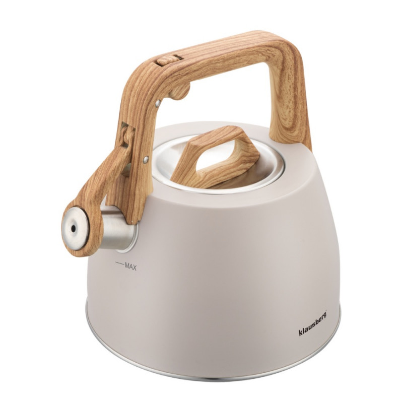 Ceainic cu fluier Klausberg KB-7917, 2,5 l, Maner izolat termic, Inductie, Bej