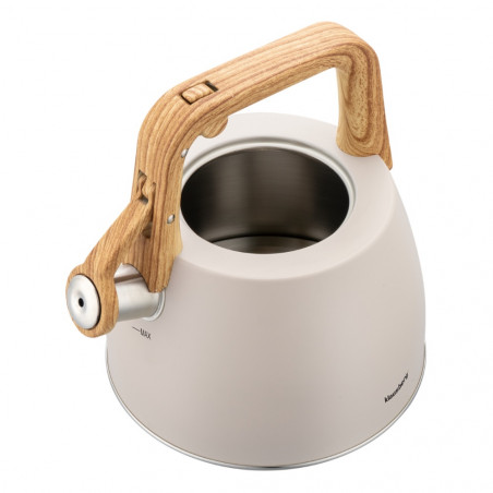 Ceainic cu fluier Klausberg KB-7917, 2,5 l, Maner izolat termic, Inductie, Bej