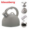 Ceainic cu fluier Klausberg KB-7912, 2.5 l, Maner cu efect de lemn, Inductie, Gri deschis