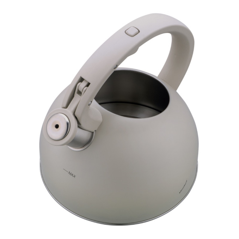 Ceainic cu fluier Klausberg KB-7912, 2.5 l, Maner cu efect de lemn, Inductie, Gri deschis
