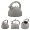 Ceainic cu fluier Klausberg KB-7912, 2.5 l, Maner cu efect de lemn, Inductie, Gri deschis
