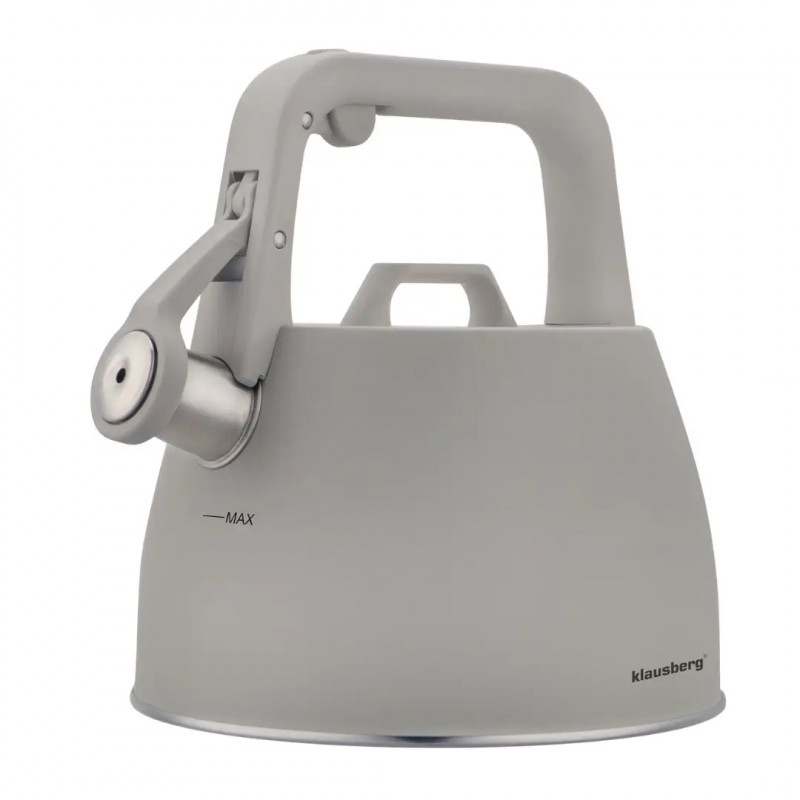 Ceainic cu fluier Klausberg KB 7916, 2.5 l, Maner izolat termic, Inductie, Inox