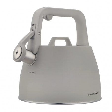 Ceainic cu fluier Klausberg KB 7916, 2.5 l, Maner izolat termic, Inductie, Inox