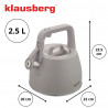 Ceainic cu fluier Klausberg KB 7916, 2.5 l, Maner izolat termic, Inductie, Inox