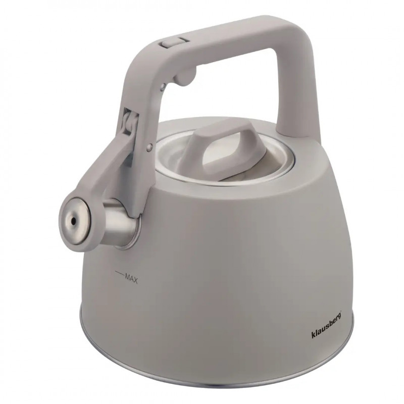 Ceainic cu fluier Klausberg KB 7916, 2.5 l, Maner izolat termic, Inductie, Inox