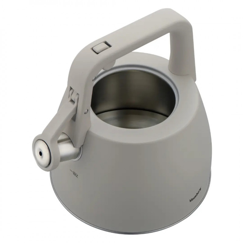 Ceainic cu fluier Klausberg KB 7916, 2.5 l, Maner izolat termic, Inductie, Inox