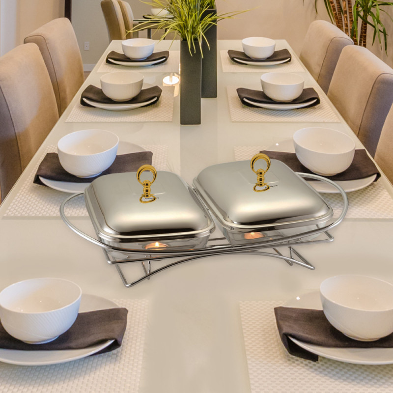 Vas pentru servire calda Klausberg KB-7922, 2x1.5 l, Sticla termorezistenta, Inox/Auriu