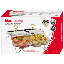 Vas pentru servire calda Klausberg KB-7922, 2x1.5 l, Sticla termorezistenta, Inox/Auriu