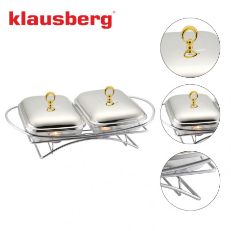 Vas pentru servire calda Klausberg KB-7922, 2x1.5 l, Sticla termorezistenta, Inox/Auriu