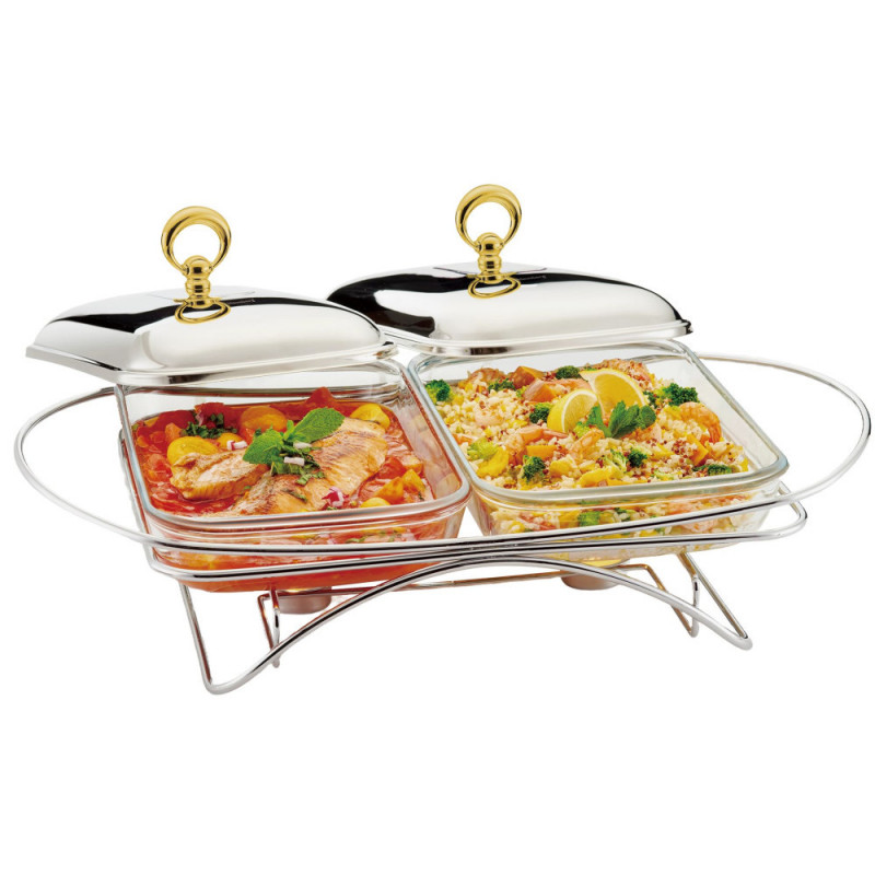 Vas pentru servire calda Klausberg KB-7922, 2x1.5 l, Sticla termorezistenta, Inox/Auriu