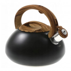 Ceainic cu fluier Klausberg KB 7565, 3 L, Baza groasa, Inductie, Negru/Maro