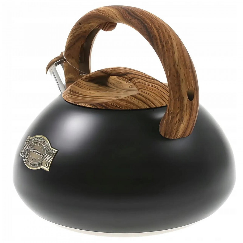 Ceainic cu fluier Klausberg KB 7565, 3 L, Baza groasa, Inductie, Negru/Maro