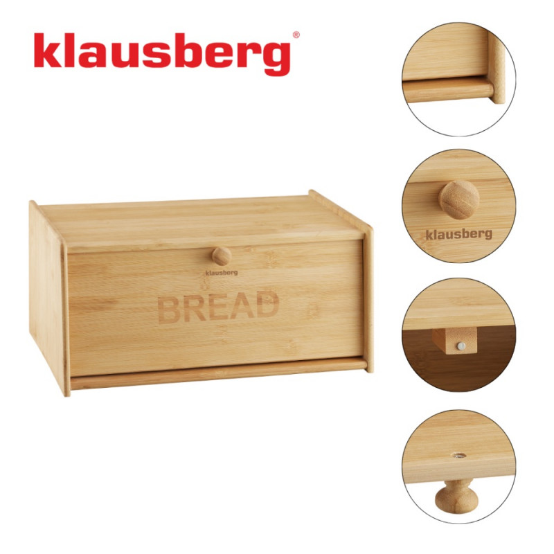 Cutie pentru paine Klausberg KBp 7933, 39.5 cm, Bambus, Maro