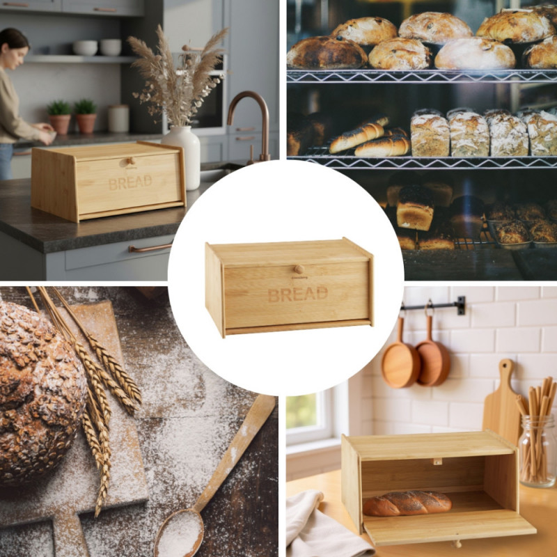 Cutie pentru paine Klausberg KBp 7933, 39.5 cm, Bambus, Maro