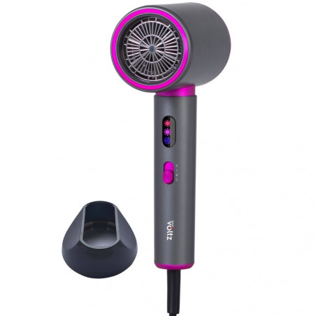 Uscător de păr Oliver Voltz OV51100R, 2200W, 3 trepte, motor DC, aer rece, indicatori LED, gri/violet