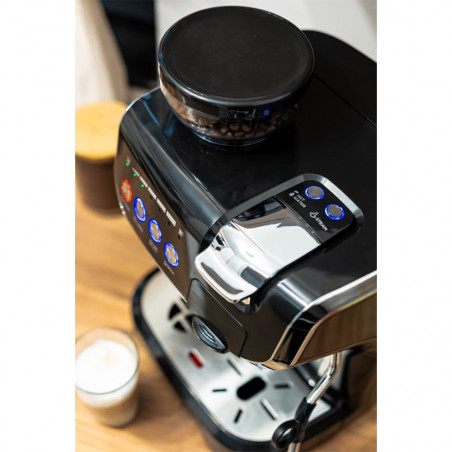 Espressor cu cafea boabe si capsule Oliver Voltz OV51171L8M, 2672W, 2 L, 5 adaptoare, 19 bar, Rasnita incorporata, Negru