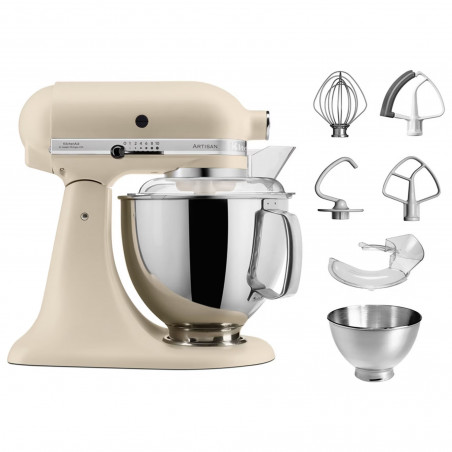 Mixer planetar KitchenAid Artisan Elegance 5KSM175PSEFL, 300 W, 4.8 l, Actionare directa, 10 viteze, Bej