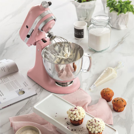 Mixer planetar KitchenAid Artisan Elegance 5KSM175PSEDR, 300 W, 4.8 l, Acționare directă, 10 viteze, Roz