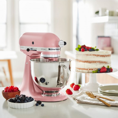 Mixer planetar KitchenAid Artisan Elegance 5KSM175PSEDR, 300 W, 4.8 l, Acționare directă, 10 viteze, Roz