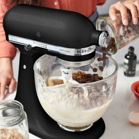Mixer planetar KitchenAid Artisan Elegance 5KSM175PSEBK, 300 W, 4.8 l, acționare directă, 10 viteze, negru mat