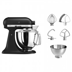 Mixer planetar KitchenAid Artisan Elegance 5KSM175PSEBK, 300 W, 4.8 l, acționare directă, 10 viteze, negru mat