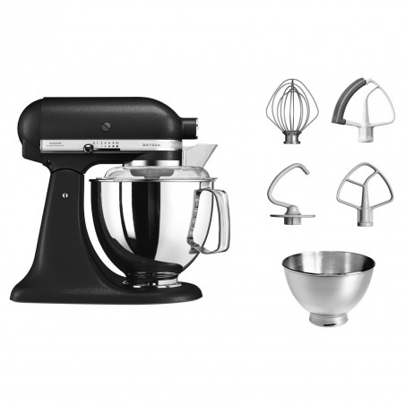 Mixer planetar KitchenAid Artisan Elegance 5KSM175PSEBK, 300 W, 4.8 l, acționare directă, 10 viteze, negru mat