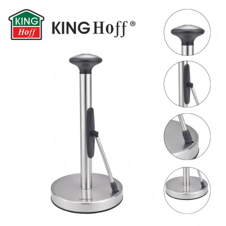 Suport pentru hârtie de bucătărie Kinghoff KH 1955, 36,5 cm, Oțel inoxidabil, Argint