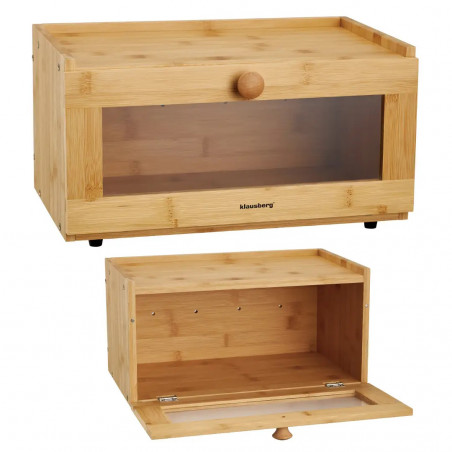 Cutie pentru paine Klausberg KB 7923, 35.5 cm, Fereastra acrilica, Bambus, Maro