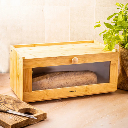 Cutie de pâine Klausberg KB 7924, 40 cm, Acrilic frontal, Bambus, Maro