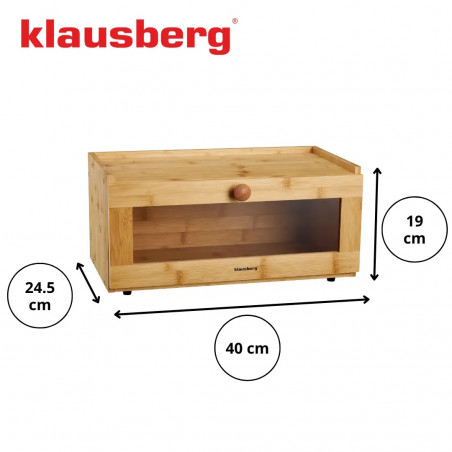 Cutie de pâine Klausberg KB 7924, 40 cm, Acrilic frontal, Bambus, Maro