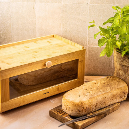 Cutie de pâine Klausberg KB 7924, 40 cm, Acrilic frontal, Bambus, Maro