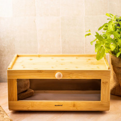 Cutie de pâine Klausberg KB 7924, 40 cm, Acrilic frontal, Bambus, Maro