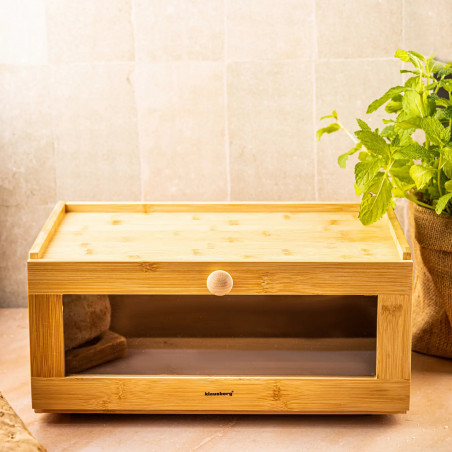 Cutie de pâine Klausberg KB 7924, 40 cm, Acrilic frontal, Bambus, Maro