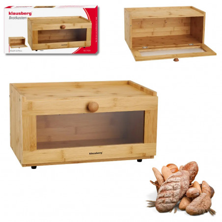 Cutie de pâine Klausberg KB 7924, 40 cm, Acrilic frontal, Bambus, Maro